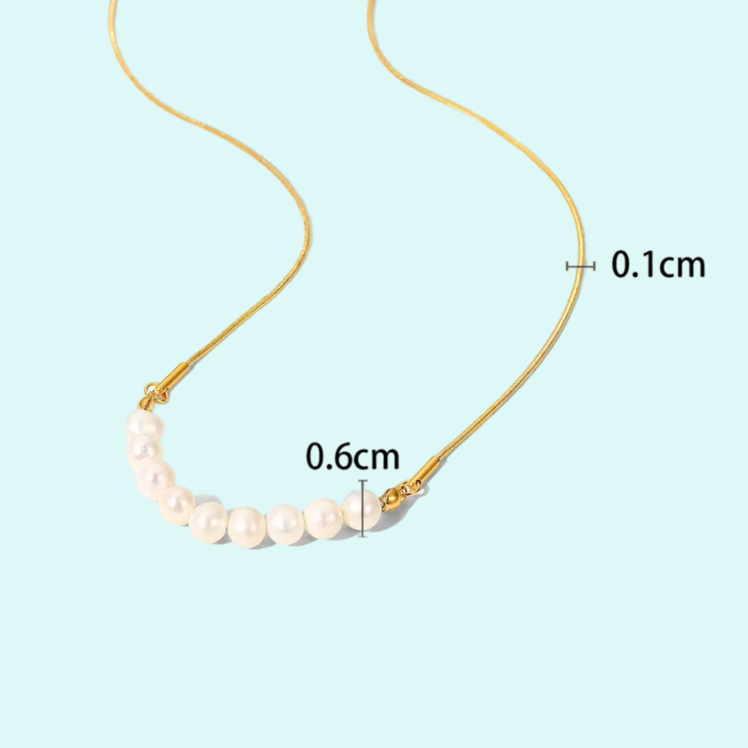 dainty pearls necklace, pvd gold plated